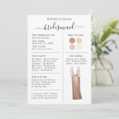 Bridesmaid Info Kaart Details Roos Gold, Roze (Staand voorkant)