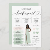 Bridesmaid Info Sage Color Palette Infographic Kaart (Voorkant / Achterkant)