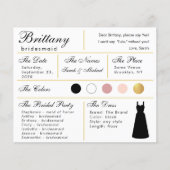 Bridesmaid Information Kaart - Black Gold Wedding (Voorkant)