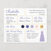Bridesmaid Information Kaart Lavender Paars Gold (Voorkant)