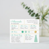 Bridesmaid Information Kaart Mint Green Faux Gold (Staand voorkant)