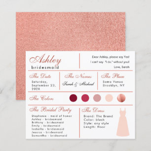 Bridesmaid Information Kaart Roos Gold Blush Pink