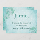 Bridesmaid Invitation Floral bleu (Devant / Derrière)