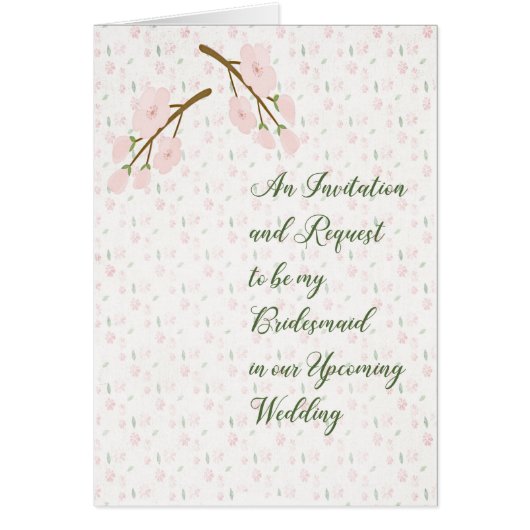 Bridesmaid Invitation Request Kaart Pink Flowers (Voorkant)