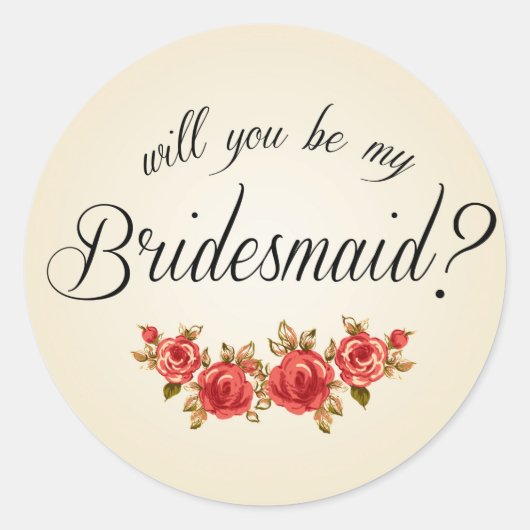 Bridesmaid Invitation Ronde Sticker (Voorkant)