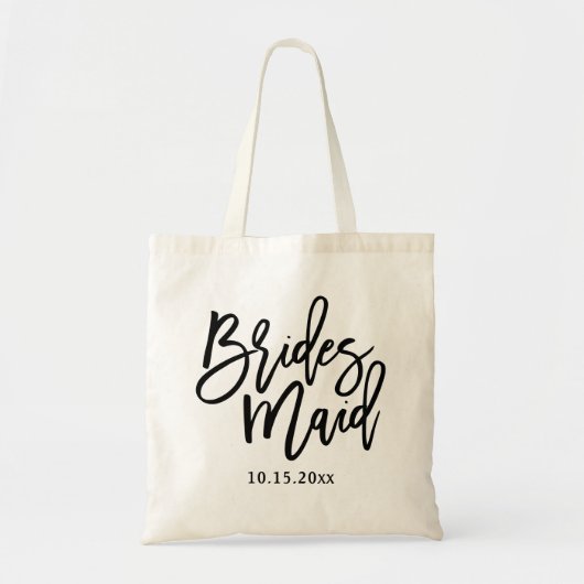 Bridesmaid Lettering Black Script Tote Bag (Voorkant)