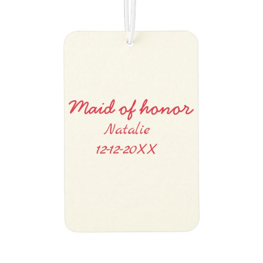 Bridesmaid maid add name date year text luchtverfrisser (Achterkant)