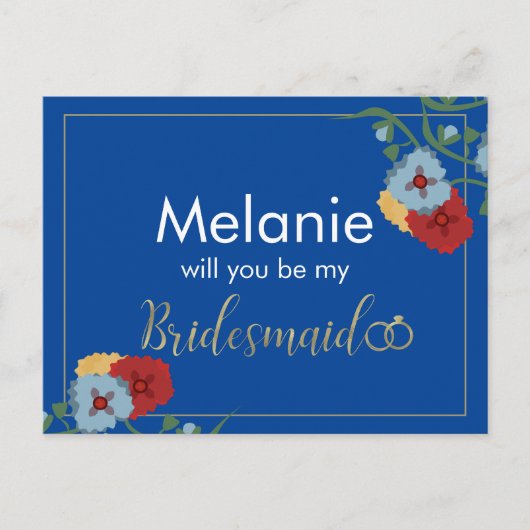 Bridesmaid Mexican Flower Border proposal Kaart (Voorkant)