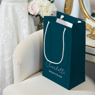 Bridesmaid Minimalist Script | Deep Teal Klein Cadeauzakje