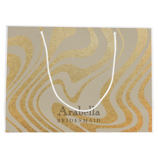 Bridesmaid | Modern grafisch vloeibaar goud Groot Cadeauzakje (Achterkant)