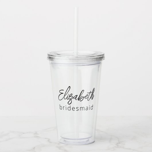 Bridesmaid Modern Minimalist Script Bachelorette Acryl Drinkbeker (Voorkant)