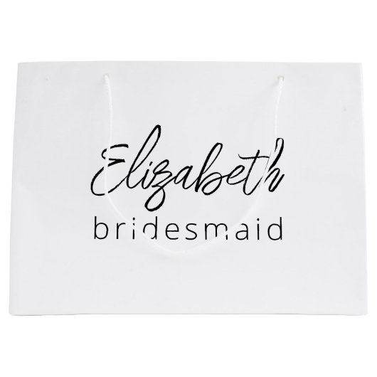 Bridesmaid Modern Minimalist Script Bachelorette Groot Cadeauzakje (Voorkant)