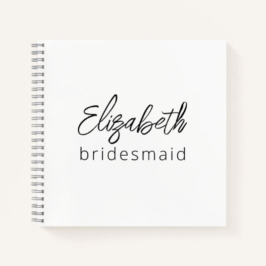 Bridesmaid Modern Minimalist Script Bachelorette Notitieboek (Voorkant)
