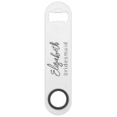 Bridesmaid Modern Minimalist Script Bachelorette Speed Flessenopener (Achterkant)