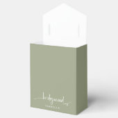 Bridesmaid Modern Minimalist Script Sage Green Bedankdoosjes (Geopend)