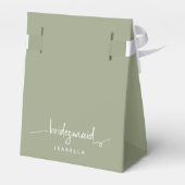 Bridesmaid Modern Minimalist Script Sage Green Bedankdoosjes (Achterkant)