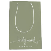 Bridesmaid Modern Minimalist Script Sage Green Medium Cadeauzakje (Voorkant)