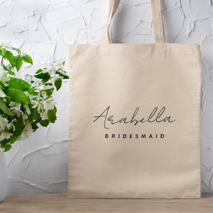 Bridesmaid   Modern minimalistisch script Bachelor Tote Bag