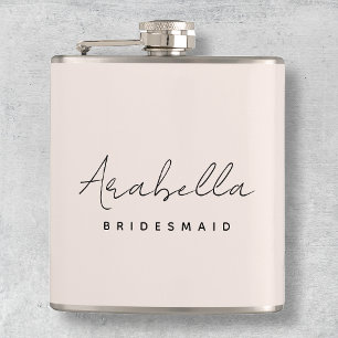 Bridesmaid Modern minimalistisch script Blush Pi Heupfles