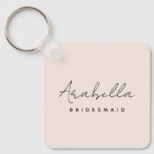 Bridesmaid | Modern minimalistisch script Blush Pi Sleutelhanger (Voorkant)