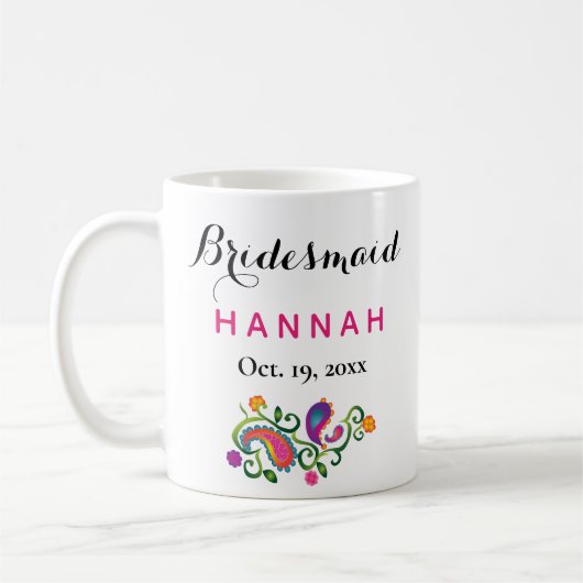 Bridesmaid Modern Typography Script Wedding Koffiemok (Links)