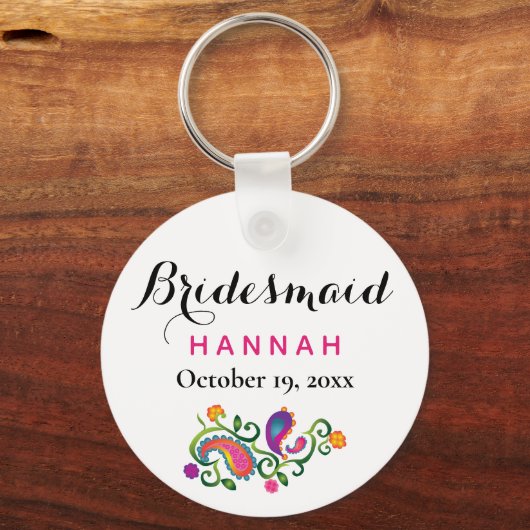 Bridesmaid Modern Typography Script Wedding Sleutelhanger (Achterkant)