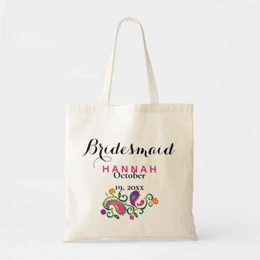 Bridesmaid Modern Typography Script Wedding Tote Bag (Voorkant)