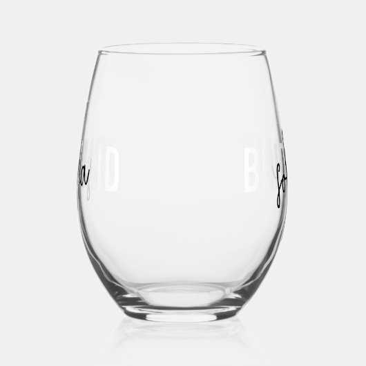 Bridesmaid Monogram Handtekening Script Wijnglas Zonder Voet (Rechts)