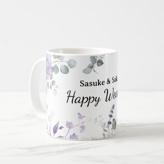 Bridesmaid Mug Custom Name Floral Design Koffiemok (Voorkant links)