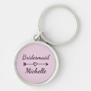 Bridesmaid-naamsleutelketens met hart en pijl sleutelhanger