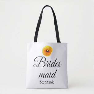 Bridesmaid Name Poppy Floral Abstract Wedding Cool Draagtas