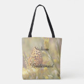 Bridesmaid Personalized Tas, Yellow Butterfly Tote Bag (Achterkant)