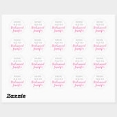 Bridesmaid Pink Custom Name Weddenschap Bacheloret Ronde Sticker (Vel)