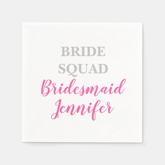 Bridesmaid Pink Custom Name Weddenschap Bacheloret Servet (Voorkant)