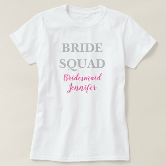 Bridesmaid Pink Custom Name Weddenschap Bacheloret T-shirt (Design voorkant)