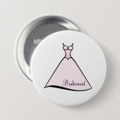 Bridesmaid Pink Gown Ronde Button 7,6 Cm (Voorkant /achterkant)