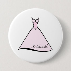 Bridesmaid Pink Gown Ronde Button 7,6 Cm