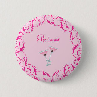 Bridesmaid Pink Martini Button