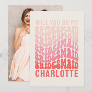 Bridesmaid Pink moderne girale retro 60's simpele Kaart