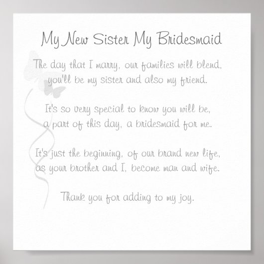 Bridesmaid Poem Print (Voorkant)