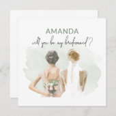 Bridesmaid proposal Green Waterverf Kaart (Voorkant / Achterkant)