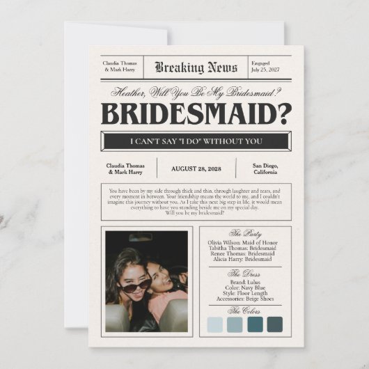 Bridesmaid Proposal Kaart (Voorkant)