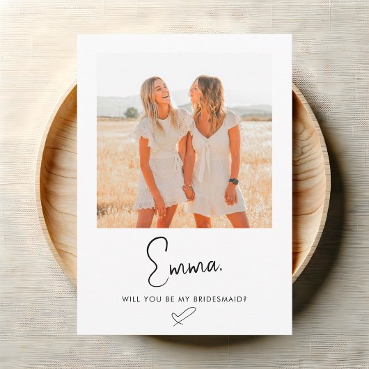 Bridesmaid Proposal Script Signature Photo Kaart