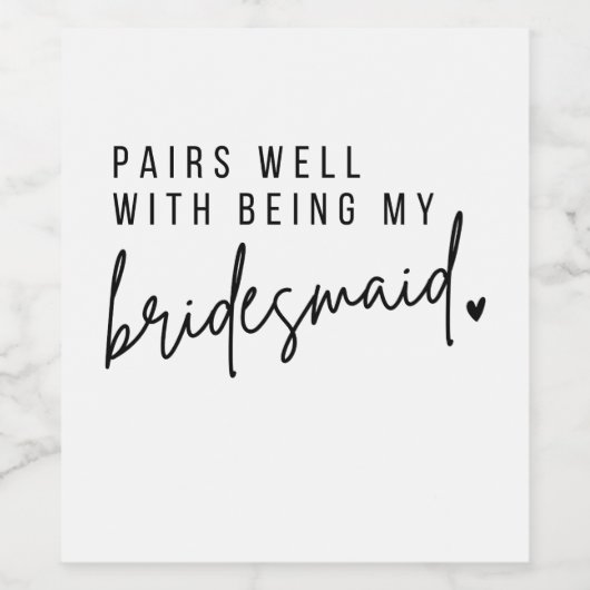 Bridesmaid proposal Wine Label, Bridesmaid Gift Wijn Etiket (Enkel label)