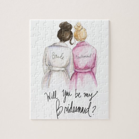 Bridesmaid? Puzzle Dark Br Bun Bride Blonde Bun Bm Legpuzzel (Verticaal)