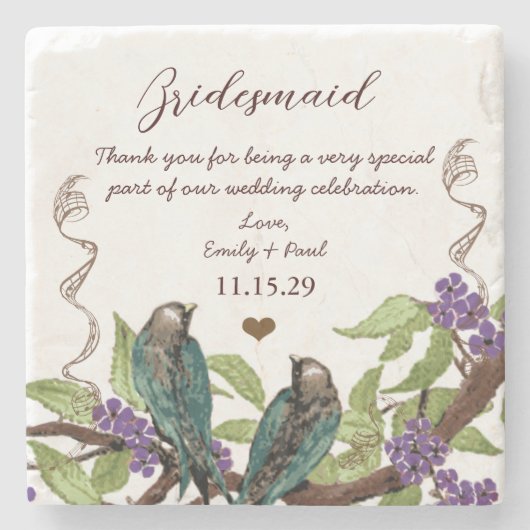 Bridesmaid Reception Bird Onderzetters (Voorkant)