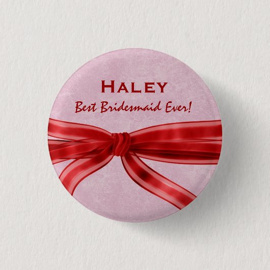 Bridesmaid Red Bow, aangepaste naam V8 Ronde Button 3,2 Cm (Voorkant)