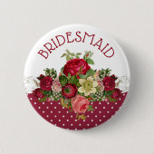 Bridesmaid Rose Bouquet Wedding Button (Voorkant)