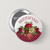 Bridesmaid Rose Bouquet Wedding Button (Voorkant /achterkant)