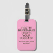 Bridesmaid roze bagagelabel grappig (Voorkant (verticaal))